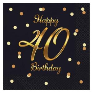 B&C Happy Birthday Black-Gold 40 szalvéta 20 db-os 33x33 cm 