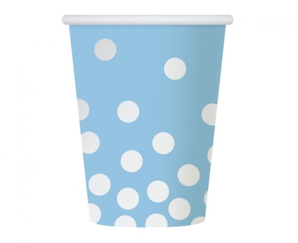 Silver Dots Blue, Pöttyös papír pohár 6 db-os 270 ml 