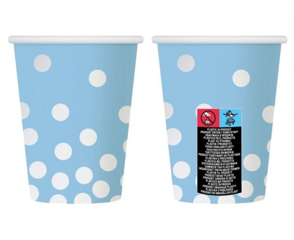Silver Dots Blue, Pöttyös papír pohár 6 db-os 270 ml  - Image 2