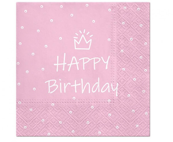 Happy Birthday Light Pink szalvéta 20 db-os 33x33 cm 