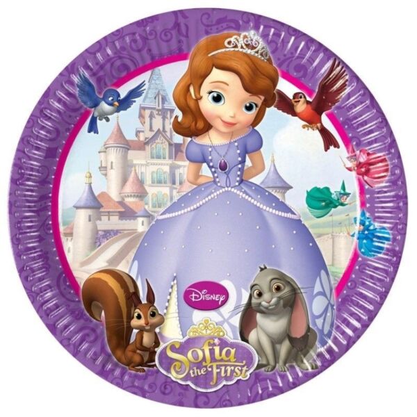 Disney Sofia the First, Szófia Papírtányér 8 db-os 23 cm 