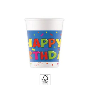 Kokliko Happy Birthday papír pohár 8 db-os 200 ml FSC 