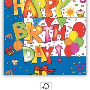 Kokliko Happy Birthday szalvéta 20 db-os 33x33 cm FSC 