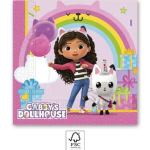 Gabby's Dollhouse, Gabi babaháza szalvéta 20 db-os, 33x33 cm FSC 