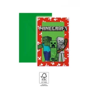 Minecraft Party meghívó 6 db-os